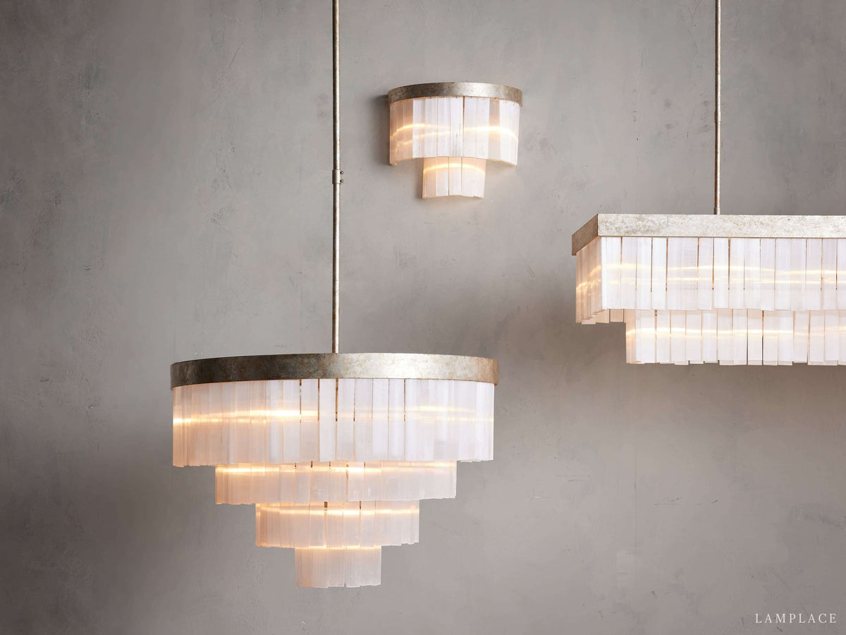 Cameron Layered Selenite Rectangular Chandelier
