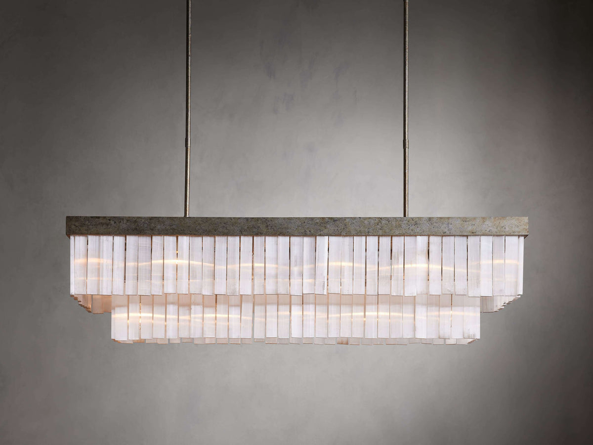 Cameron Selenite Crystal Rectangular Chandelier