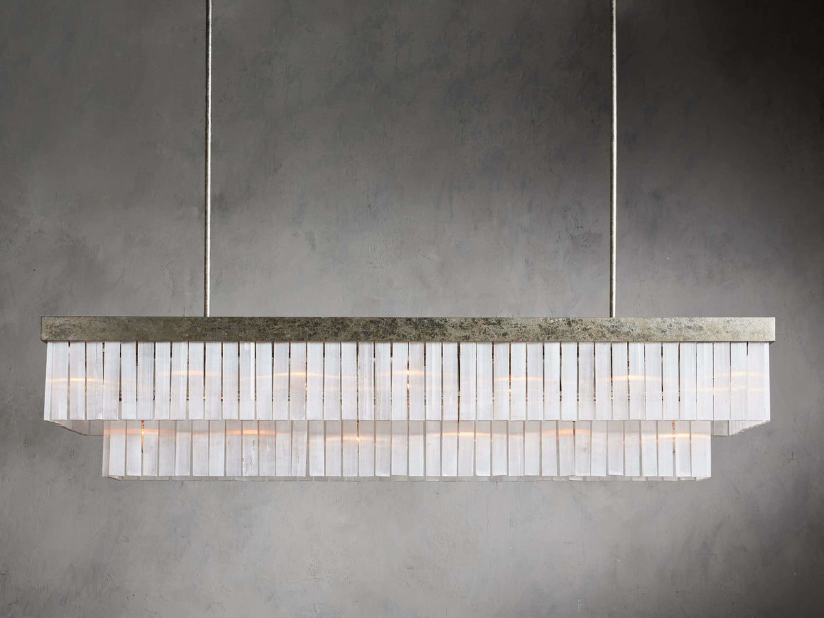 Cameron Selenite Crystal Rectangular Chandelier