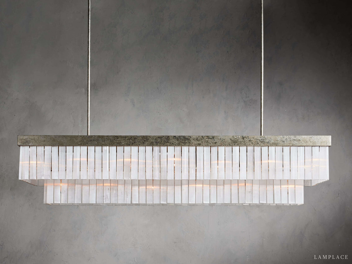 Cameron Layered Selenite Rectangular Chandelier