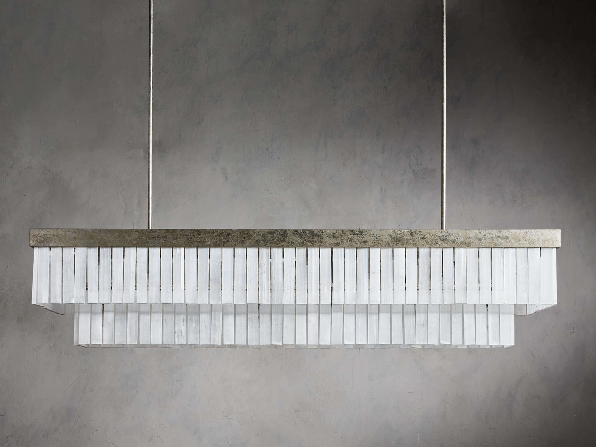 Cameron Selenite Crystal Rectangular Chandelier
