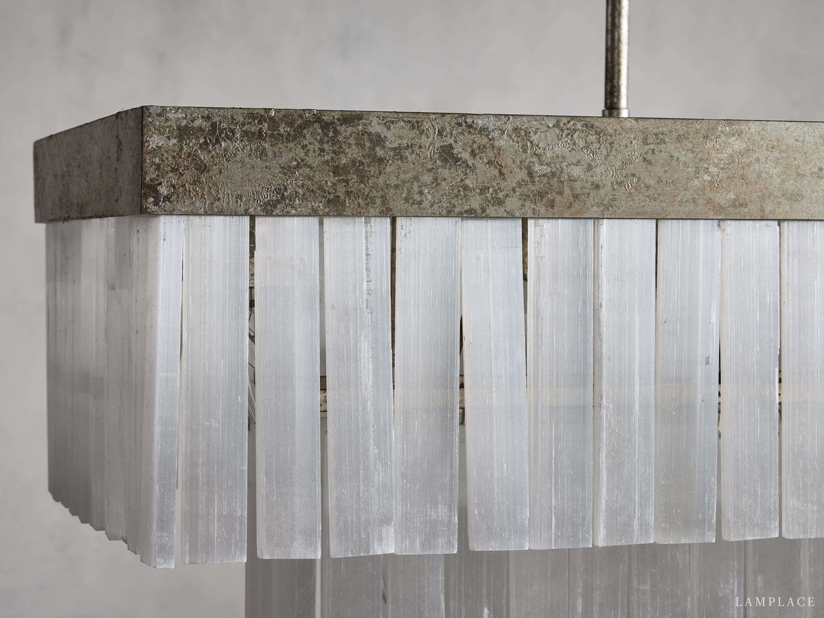 Cameron Layered Selenite Rectangular Chandelier