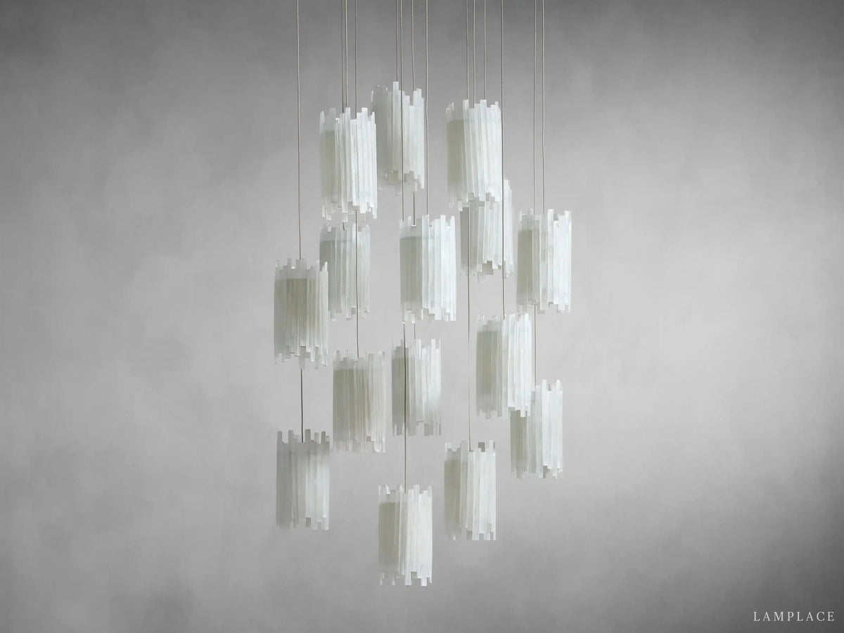 Gianna Selenite Cascade Round Chandelier
