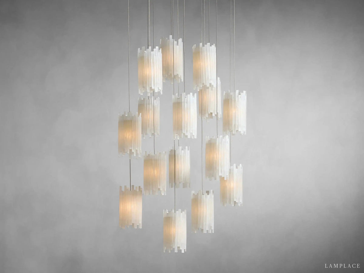 Gianna Selenite Cascade Round Chandelier