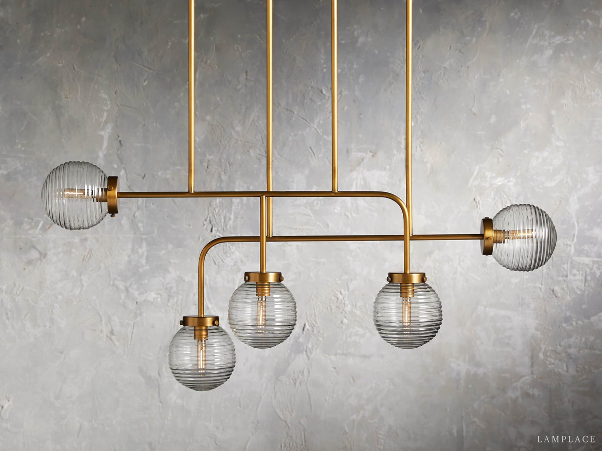 Sayre Ribbed Glass Linear Chandelier
