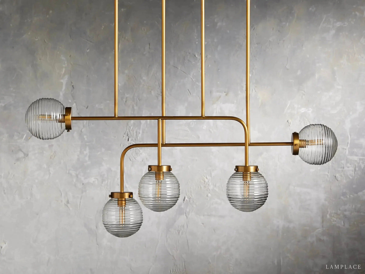 Sayre Ribbed Glass Linear Chandelier