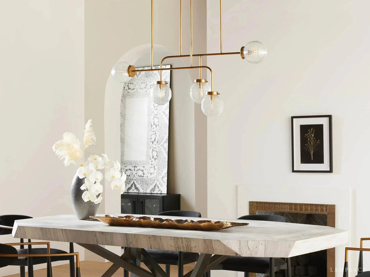 Sayre Ribbed Glass Linear Chandelier