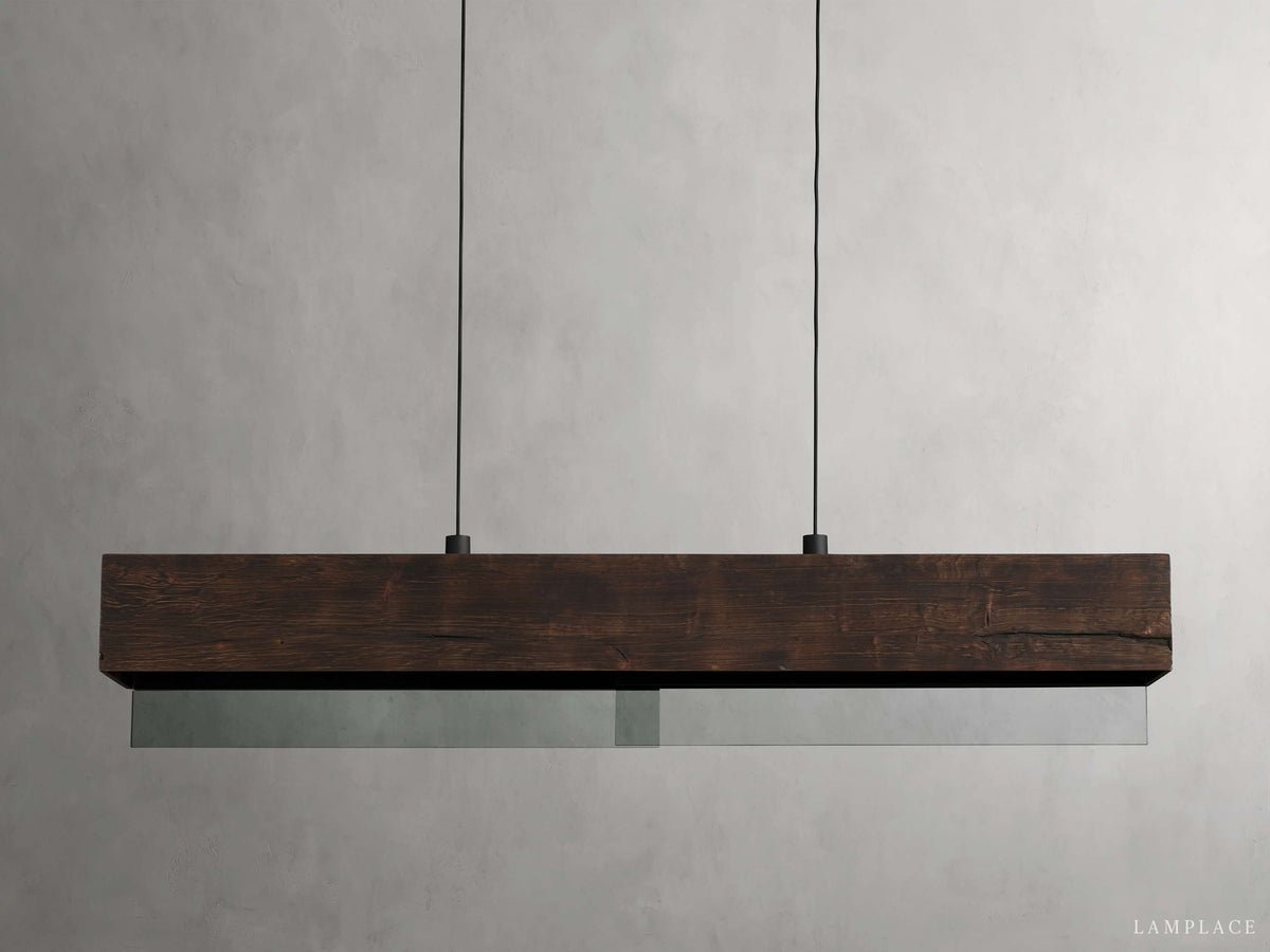 Lena Mirrored Wood Linear Chandelier