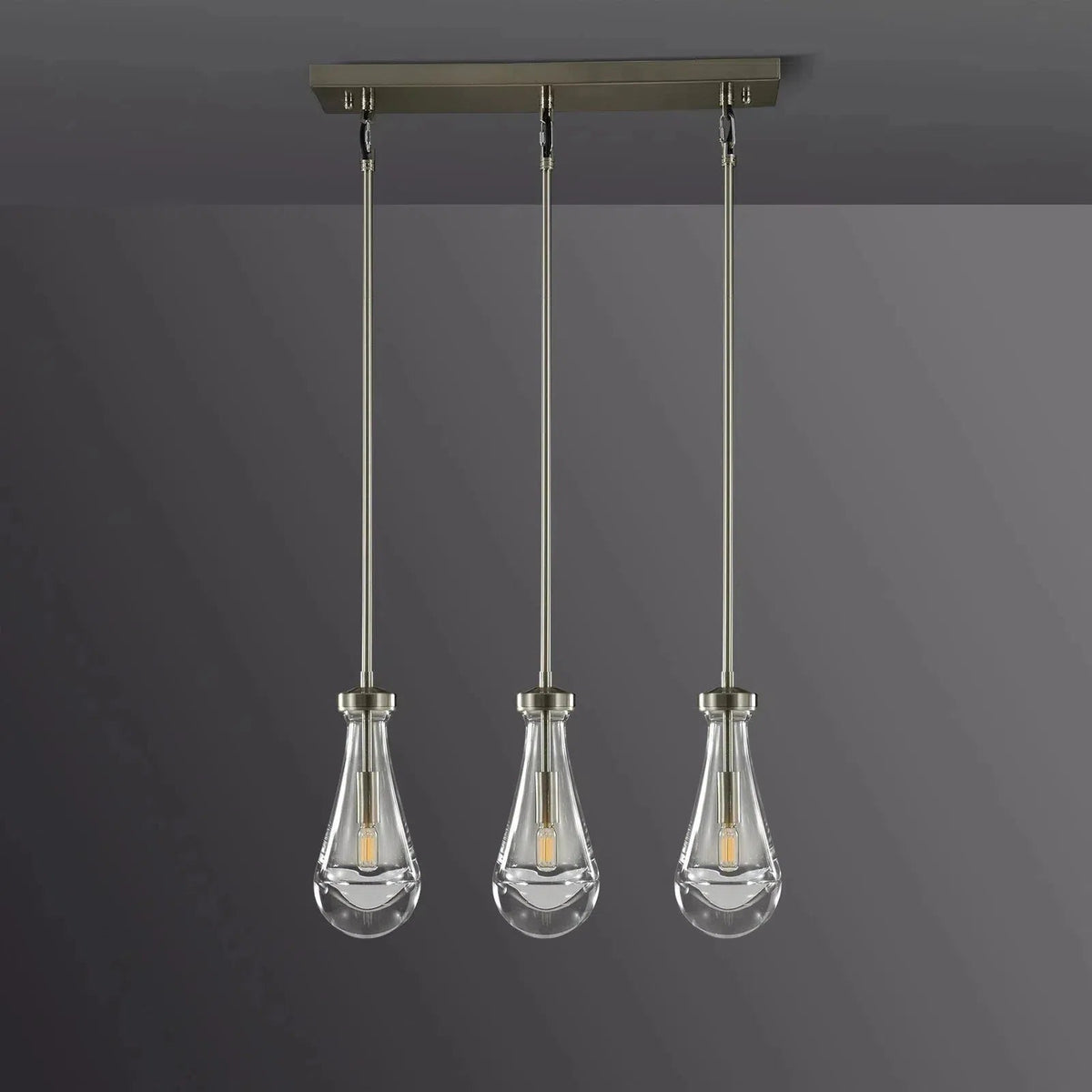 Rain Aura Glass Rectangular Chandelier 22"