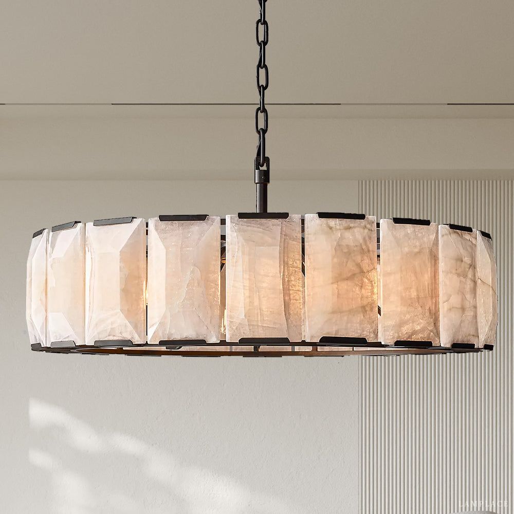 Harlow Faceted Calcite Round Chandelier 43"