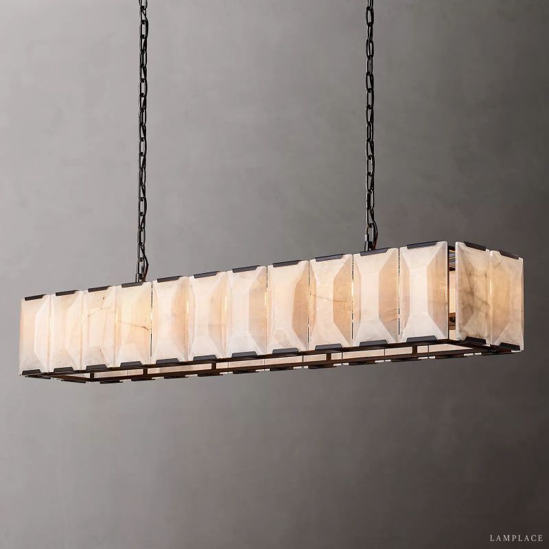Harlow Faceted Calcite Rectangle Chandelier 74"