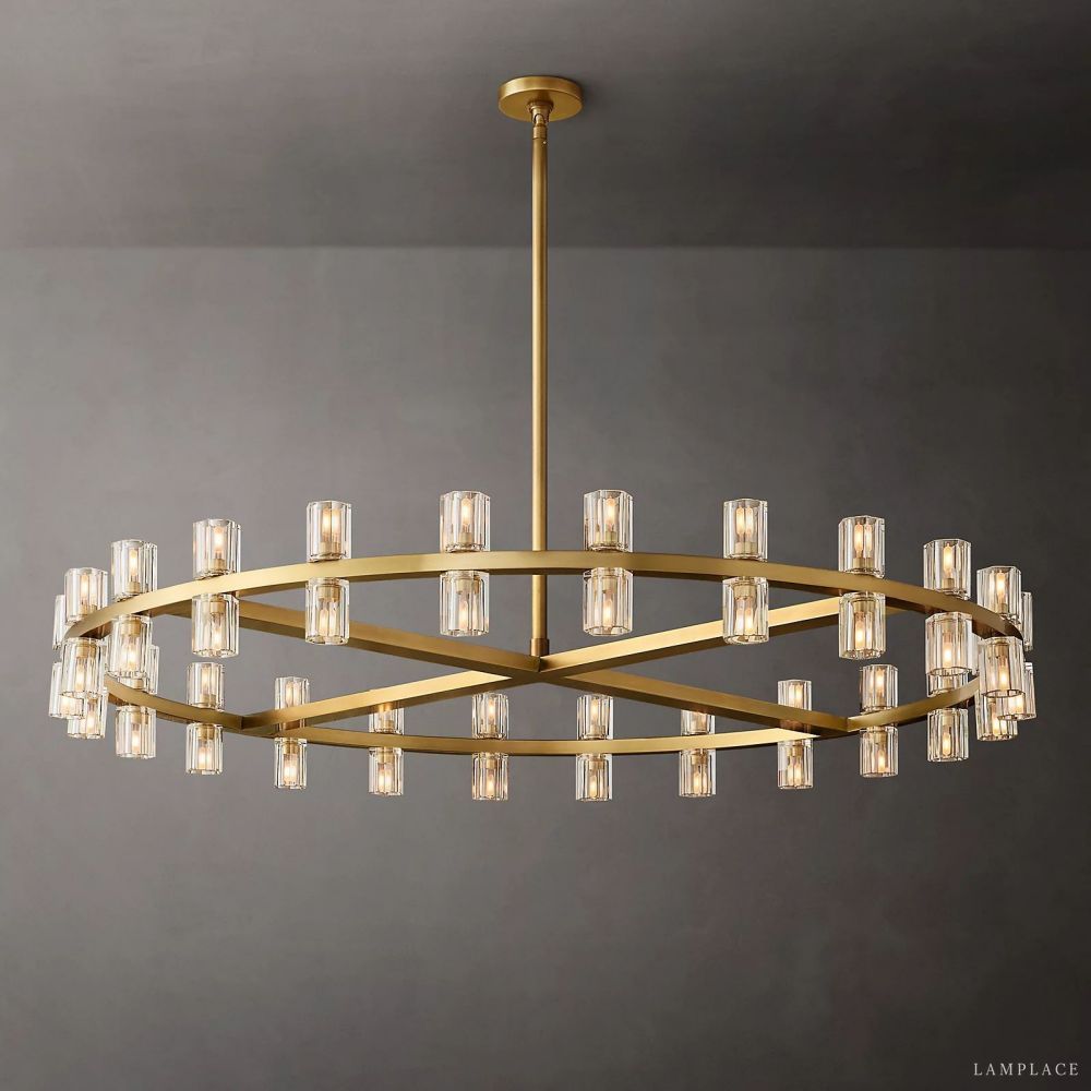 Arcachon Hexagon Crystal Round Chandelier 48"