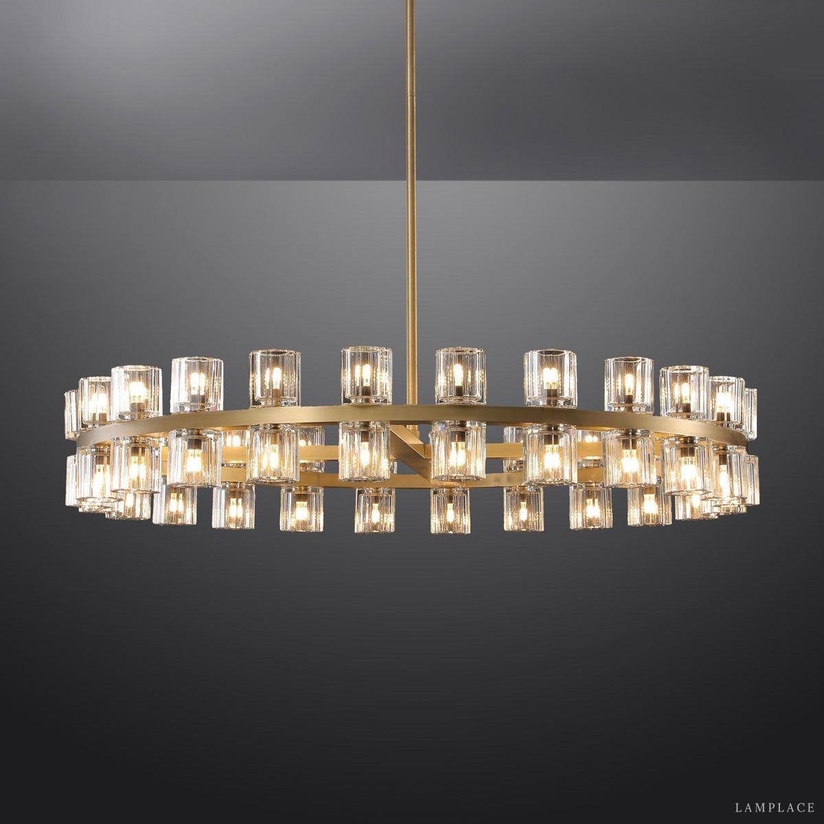 Arcachon Hexagon Crystal Round Chandelier 48"