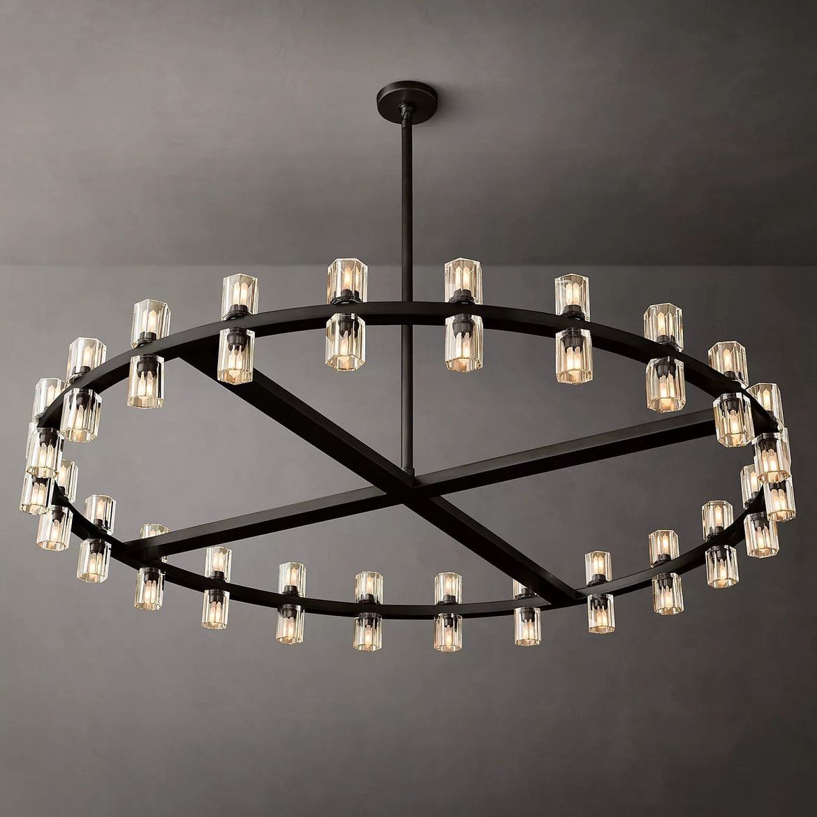 Arcachon Hexagon Crystal Round Chandelier 48"