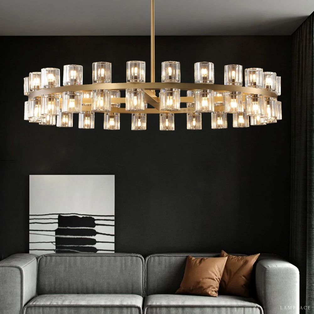 Arcachon Hexagon Crystal Round Chandelier 48"