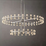 Arcachon Hexagon Crystal Two-Tier Round Chandelier 60"