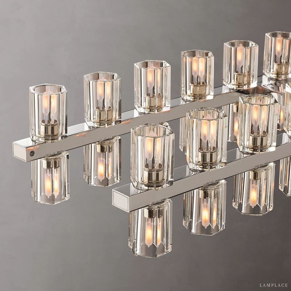 Arcachon Gear Crystal Rectangular Chandelier 72"