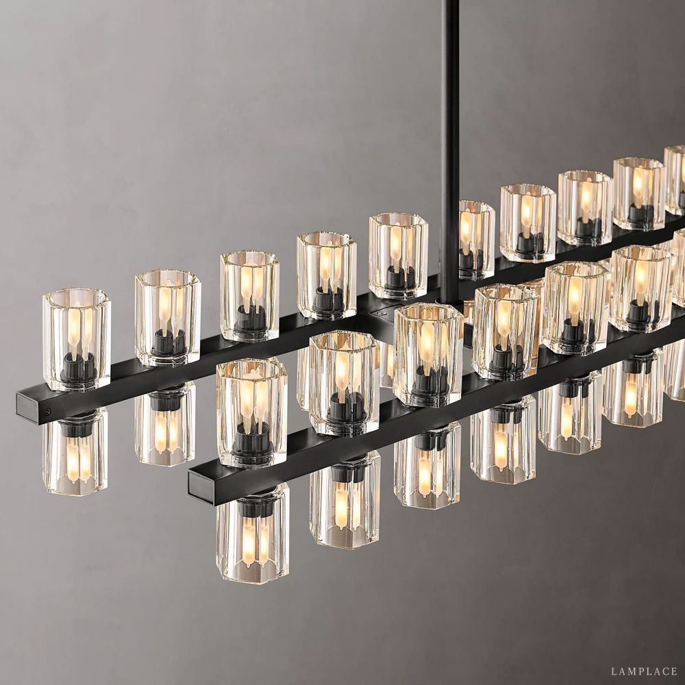 Arcachon Gear Crystal Rectangular Chandelier 54"