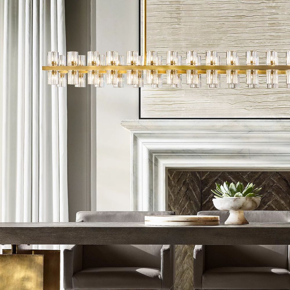 Arcachon Gear Crystal Rectangular Chandelier 54"