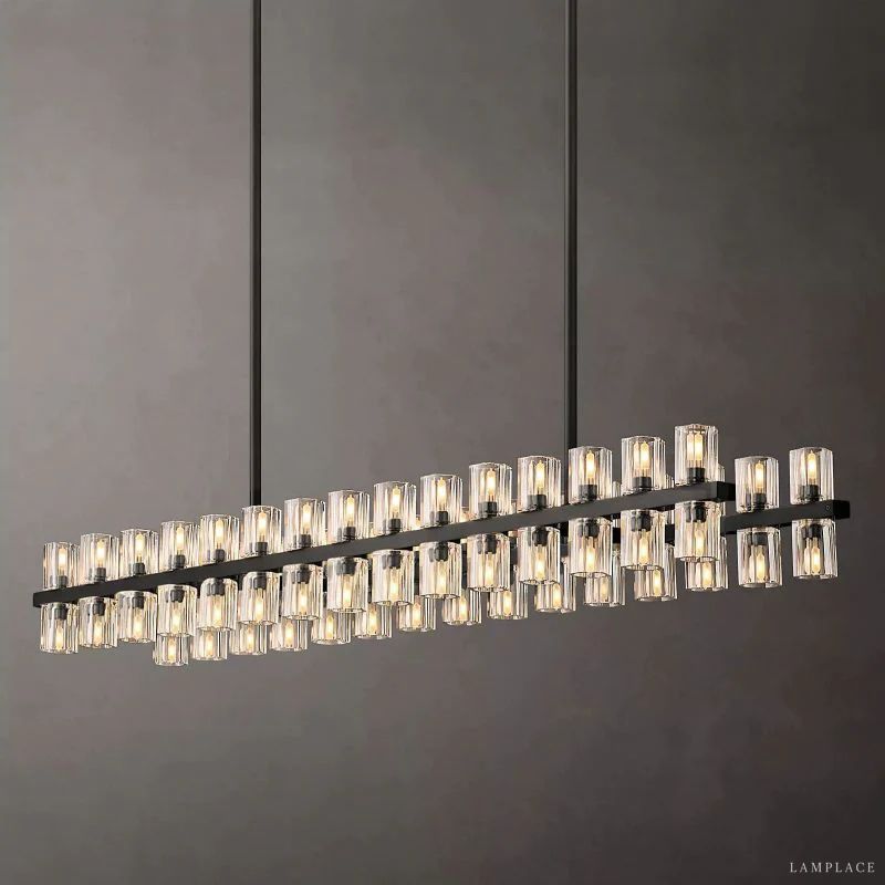 Arcachon Gear Crystal Rectangular Chandelier 54"