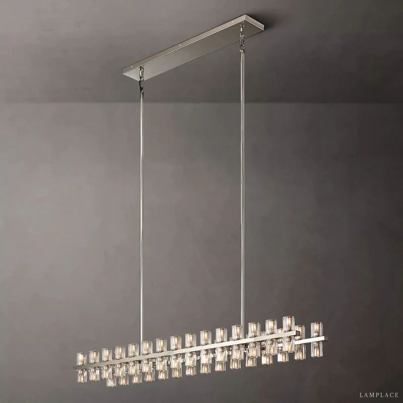 Arcachon Gear Crystal Rectangular Chandelier 54"