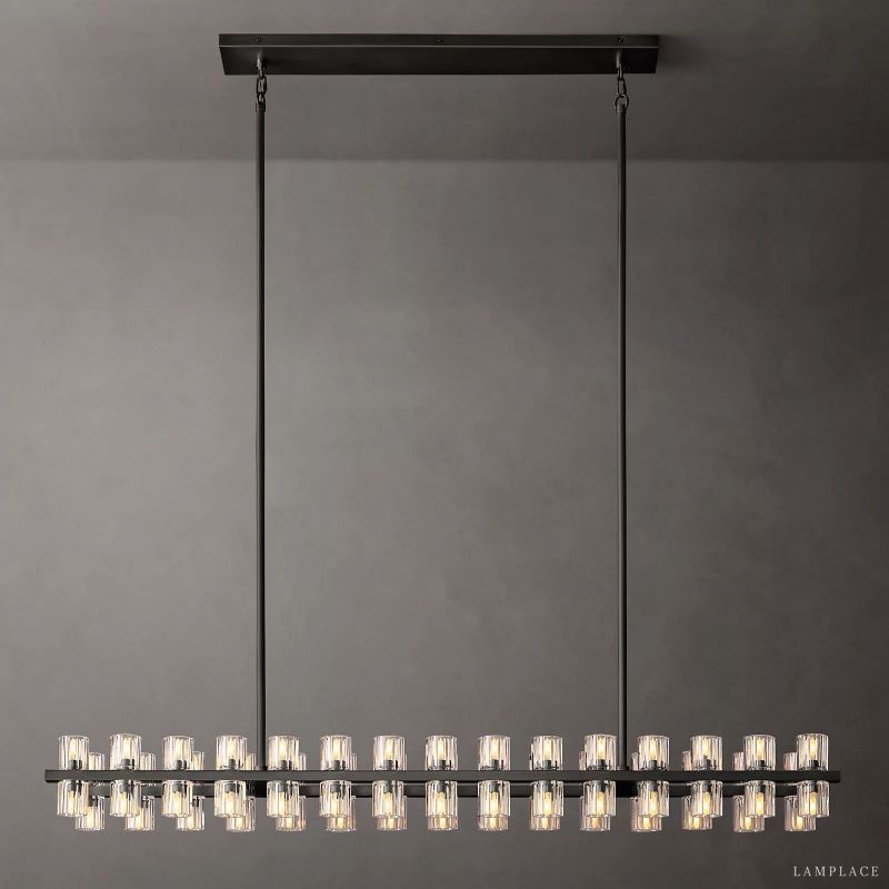 Arcachon Gear Crystal Rectangular Chandelier 54"