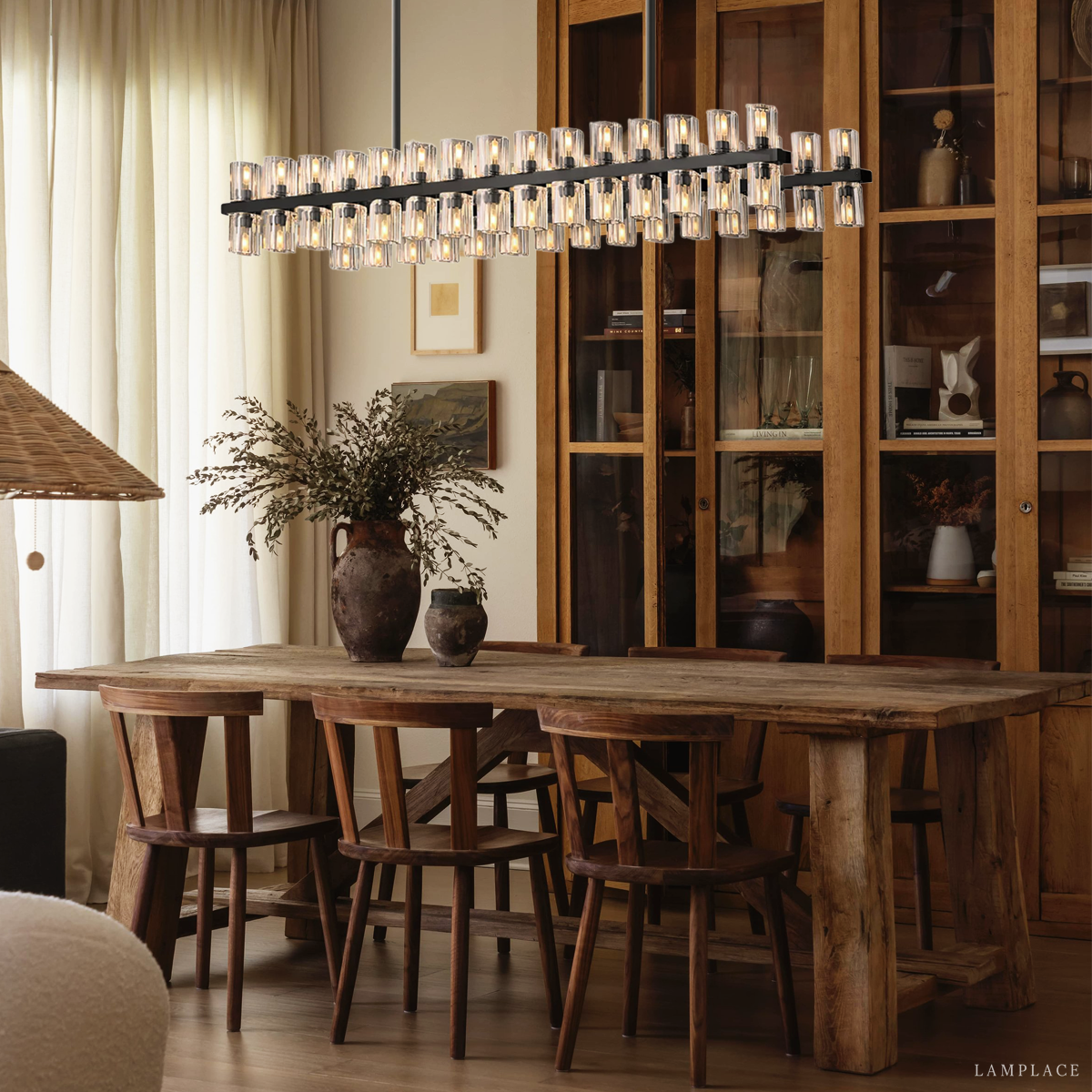 Arcachon Gear Crystal Rectangular Chandelier 72"