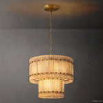 San Marco Vintage Alabaster Tiered Round Chandelier 22"