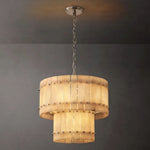 San Marco Vintage Alabaster Tiered Round Chandelier 22"
