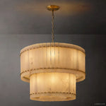 San Marco Vintage Alabaster Tiered Round Chandelier 37"