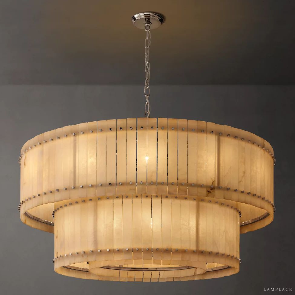 San Marco Vintage Alabaster Tiered Round Chandelier 60"