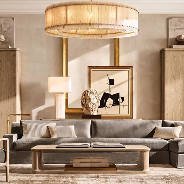San Marco Vintage Alabaster Round Chandelier 48"