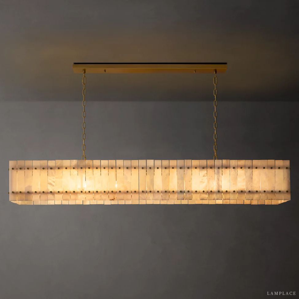 San Marco Vintage Alabaster Linear Chandelier 72"