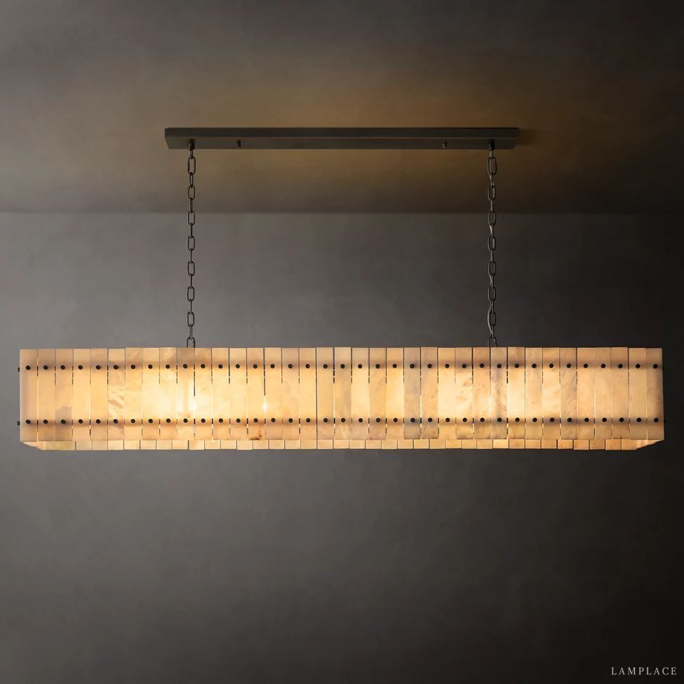 San Marco Vintage Alabaster Linear Chandelier 72"
