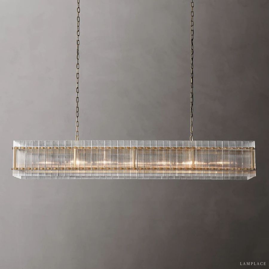 San Marco Vintage Glass Rectangle Chandelier 72"