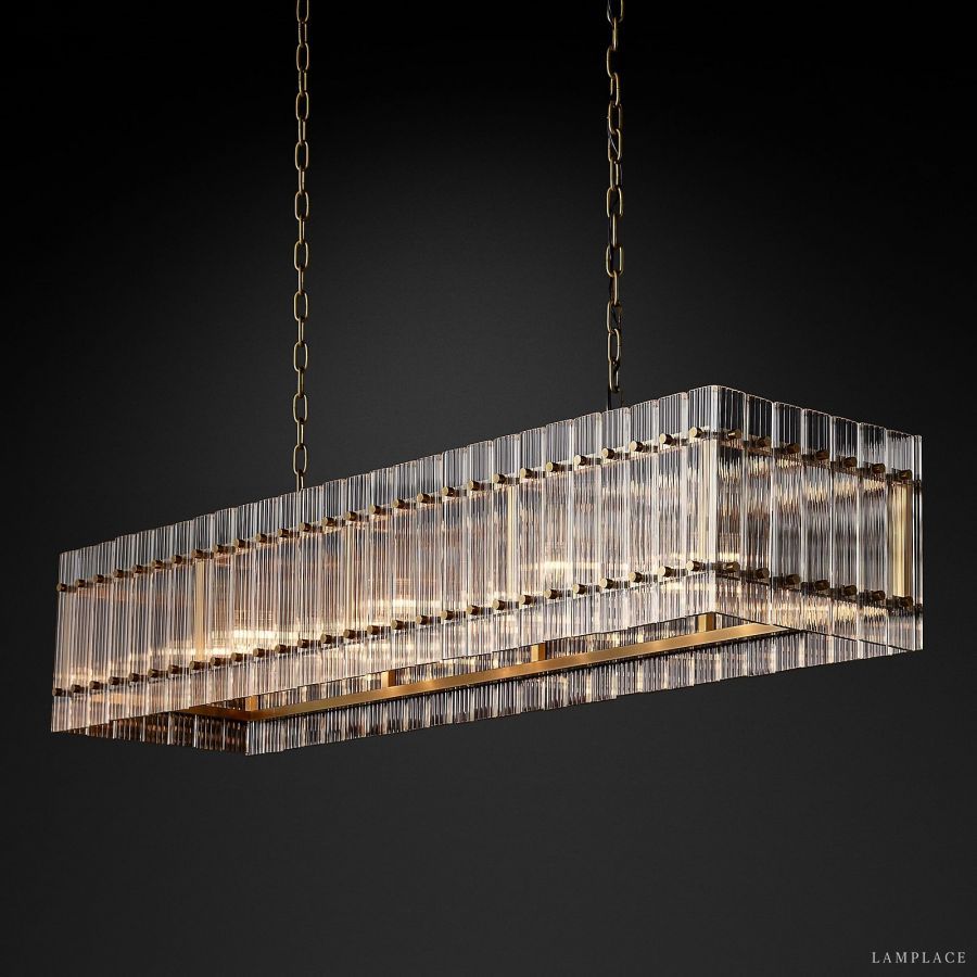 San Marco Vintage Glass Rectangle Chandelier 54"