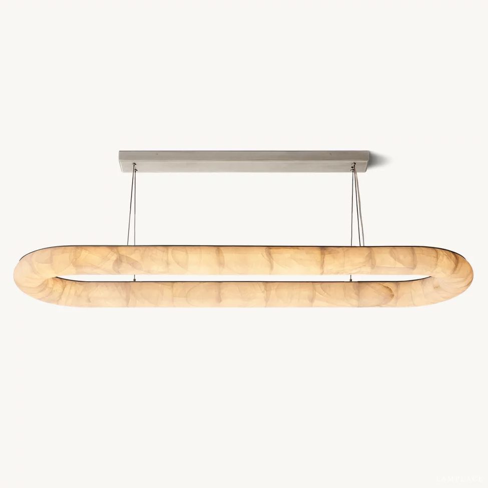 Rivage Lisse Veined Alabaster Oval Chandelier 74"