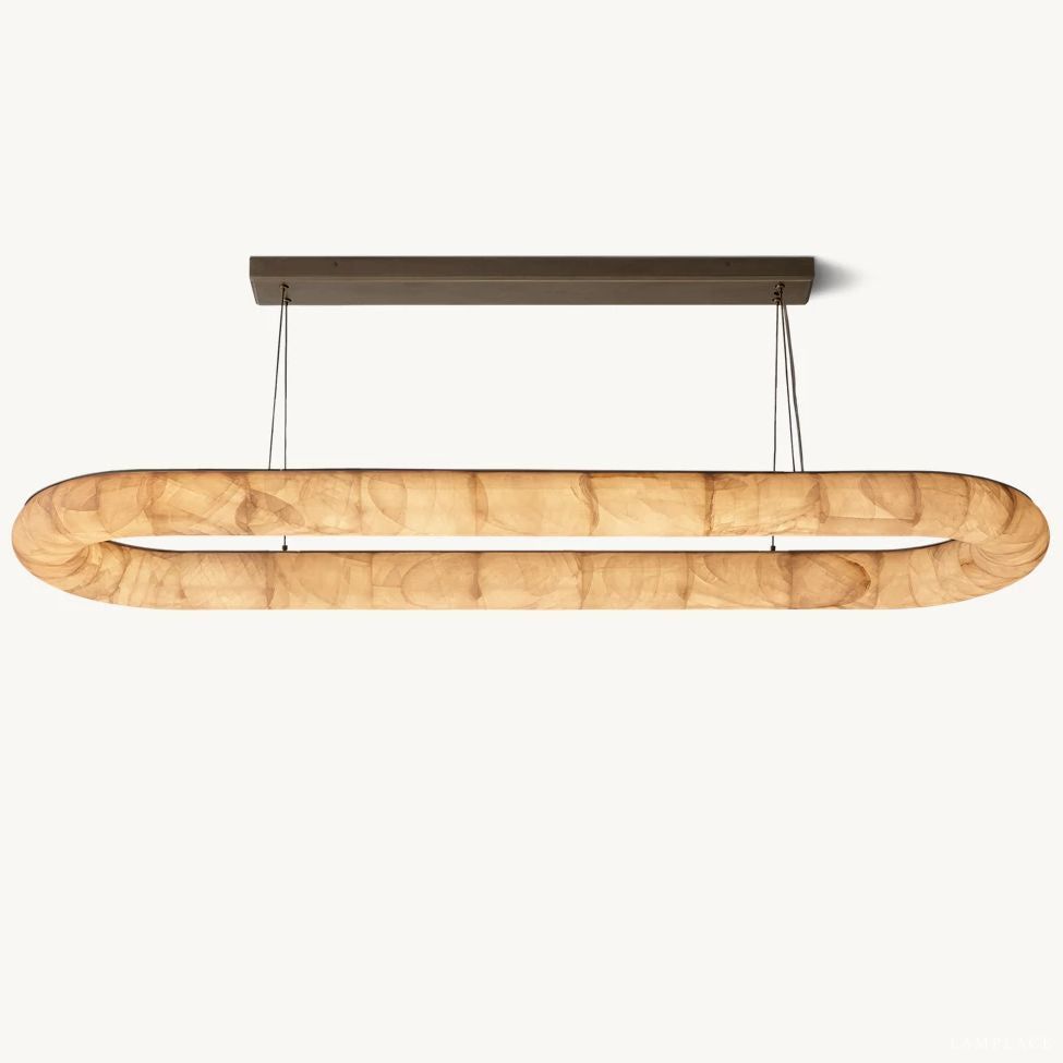 Rivage Lisse Veined Alabaster Oval Chandelier 74"