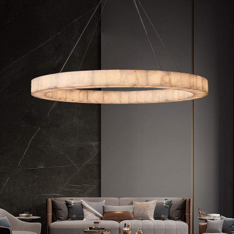 Rivage Veined Alabaster Round Chandelier 40"