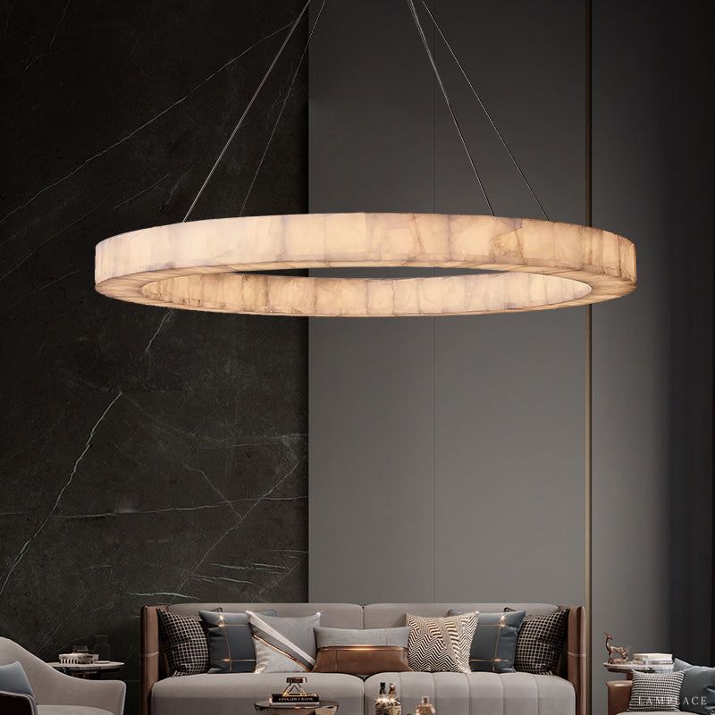 Rivage Veined Alabaster Round Chandelier 40"
