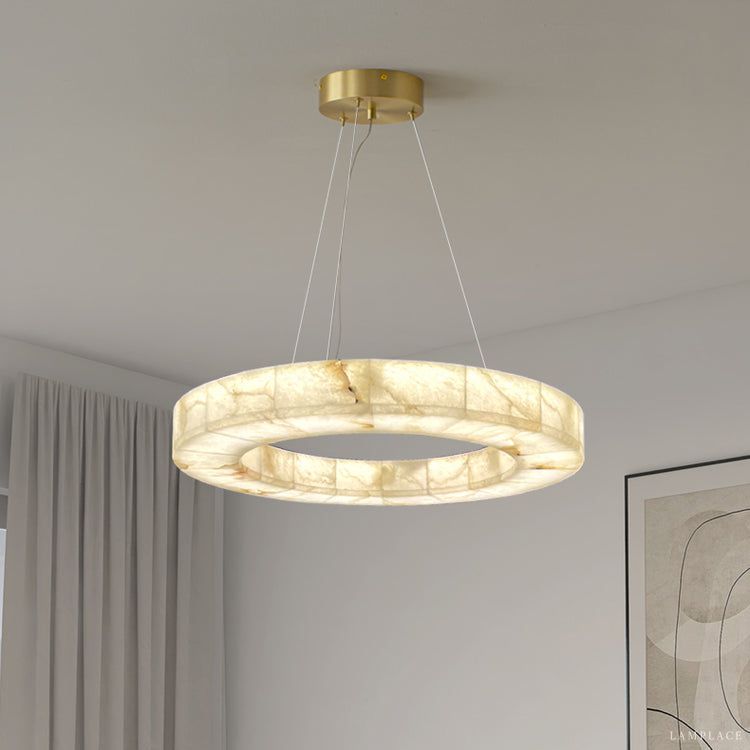 Rivage Veined Alabaster Round Chandelier 31"