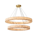 Rivage Veined Alabaster Two-Tier Round Chandelier 60"