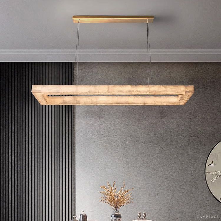 Rivage Veined Alabaster Rectangular Chandelier 54"