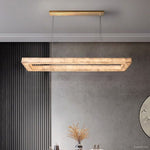 Rivage Veined Alabaster Rectangular Chandelier 54"