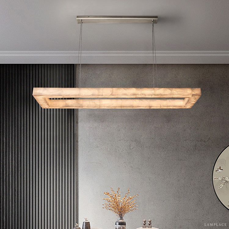 Rivage Veined Alabaster Rectangular Chandelier 54"
