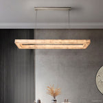 Rivage Veined Alabaster Rectangular Chandelier 54"