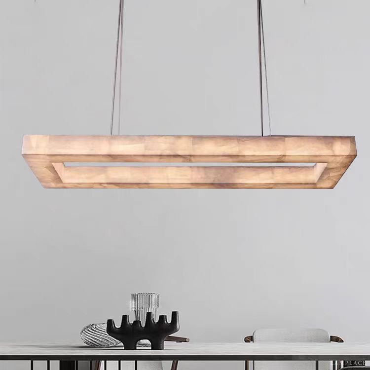 Rivage Veined Alabaster Rectangular Chandelier 54"
