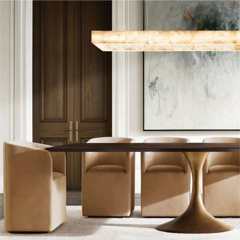 Rivage Veined Alabaster Rectangular Chandelier 54"