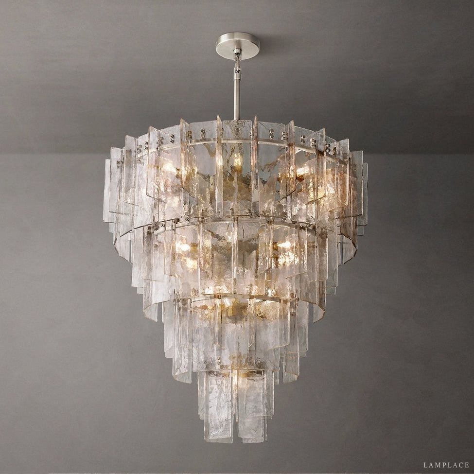 Lattice Module Glass Tiered Round Chandelier 47"
