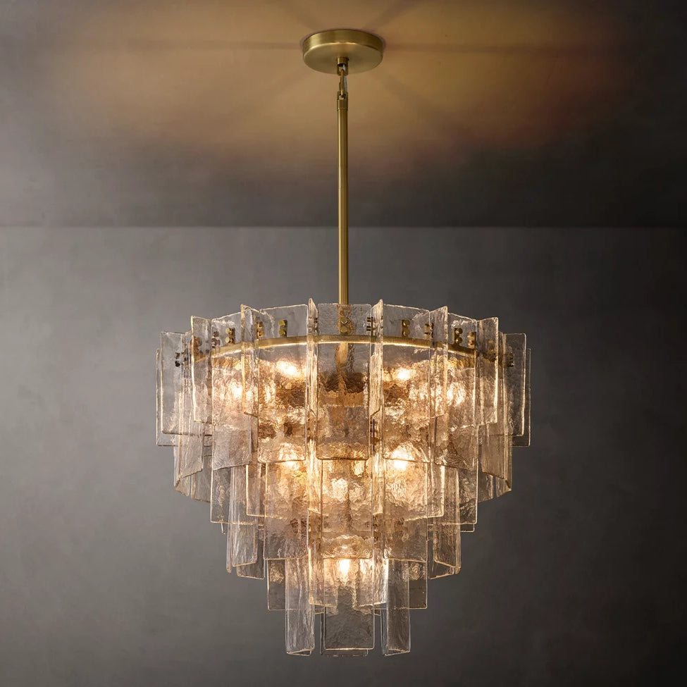 Lattice Module Glass Tiered Round Chandelier 36"